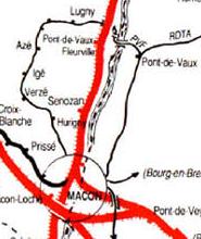 Carte succinte du tacot Mâcon à Fleurville